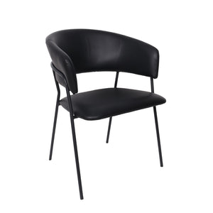 English Elm Armchair Set of 2 Sculptural Vegan Leather Wraparound Seat for Modern Living Rooms Black B365P504272