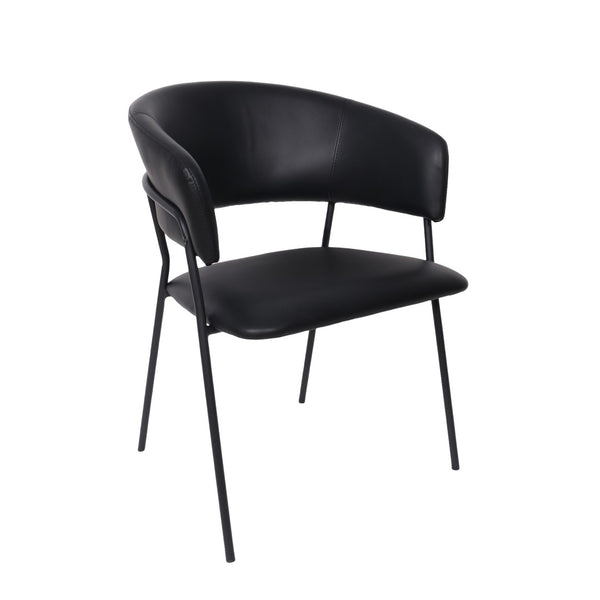 English Elm Armchair Set of 2 Sculptural Vegan Leather Wraparound Seat for Modern Living Rooms Black B365P504272