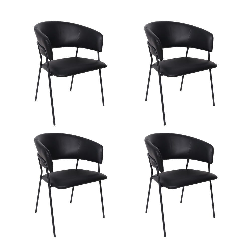 English Elm Armchair Set of 2 Sculptural Vegan Leather Wraparound Seat for Modern Living Rooms Black B365P504272