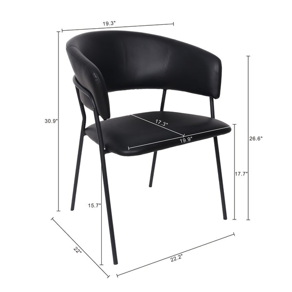 English Elm Armchair Set of 2 Sculptural Vegan Leather Wraparound Seat for Modern Living Rooms Black B365P504272