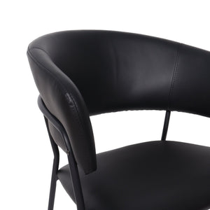 English Elm Armchair Set of 2 Sculptural Vegan Leather Wraparound Seat for Modern Living Rooms Black B365P504272