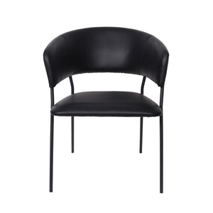English Elm Armchair Set of 2 Sculptural Vegan Leather Wraparound Seat for Modern Living Rooms Black B365P504272