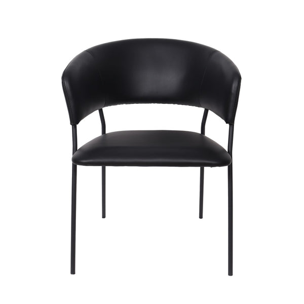 English Elm Armchair Set of 2 Sculptural Vegan Leather Wraparound Seat for Modern Living Rooms Black B365P504272