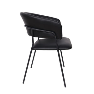 English Elm Armchair Set of 2 Sculptural Vegan Leather Wraparound Seat for Modern Living Rooms Black B365P504272
