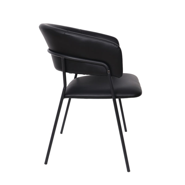 English Elm Armchair Set of 2 Sculptural Vegan Leather Wraparound Seat for Modern Living Rooms Black B365P504272