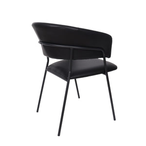 English Elm Armchair Set of 2 Sculptural Vegan Leather Wraparound Seat for Modern Living Rooms Black B365P504272