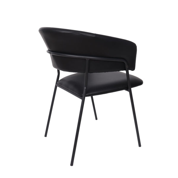 English Elm Armchair Set of 2 Sculptural Vegan Leather Wraparound Seat for Modern Living Rooms Black B365P504272