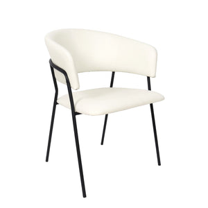 English Elm Armchair Set of 2 Sculptural Vegan Leather Wraparound Seat for Modern Living Rooms Ivory B365P504273