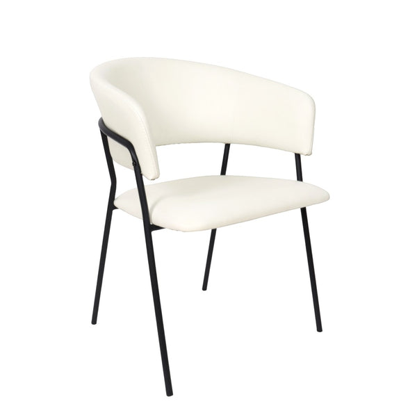 English Elm Armchair Set of 2 Sculptural Vegan Leather Wraparound Seat for Modern Living Rooms Ivory B365P504273