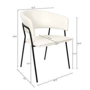 English Elm Armchair Set of 2 Sculptural Vegan Leather Wraparound Seat for Modern Living Rooms Ivory B365P504273