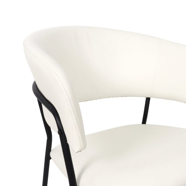 English Elm Armchair Set of 2 Sculptural Vegan Leather Wraparound Seat for Modern Living Rooms Ivory B365P504273