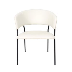 English Elm Armchair Set of 2 Sculptural Vegan Leather Wraparound Seat for Modern Living Rooms Ivory B365P504273