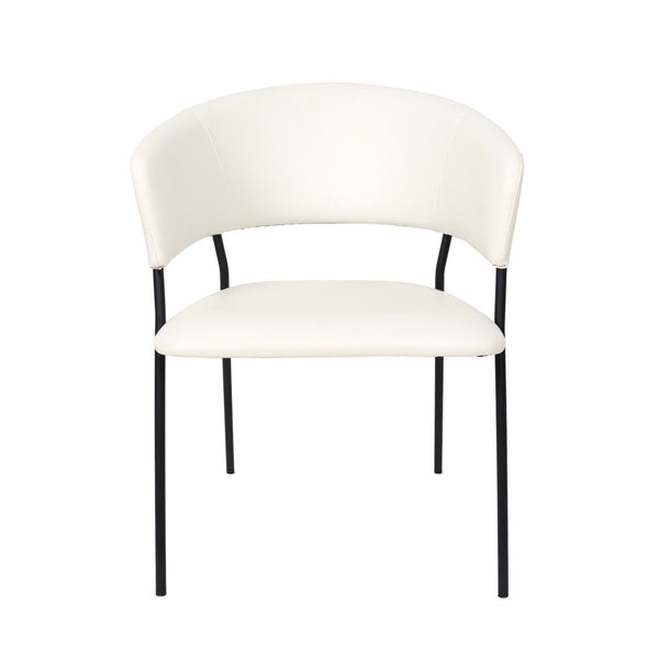 English Elm Armchair Set of 2 Sculptural Vegan Leather Wraparound Seat for Modern Living Rooms Ivory B365P504273