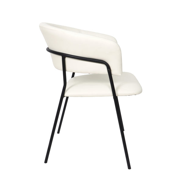 English Elm Armchair Set of 2 Sculptural Vegan Leather Wraparound Seat for Modern Living Rooms Ivory B365P504273
