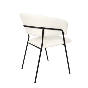 English Elm Armchair Set of 2 Sculptural Vegan Leather Wraparound Seat for Modern Living Rooms Ivory B365P504273