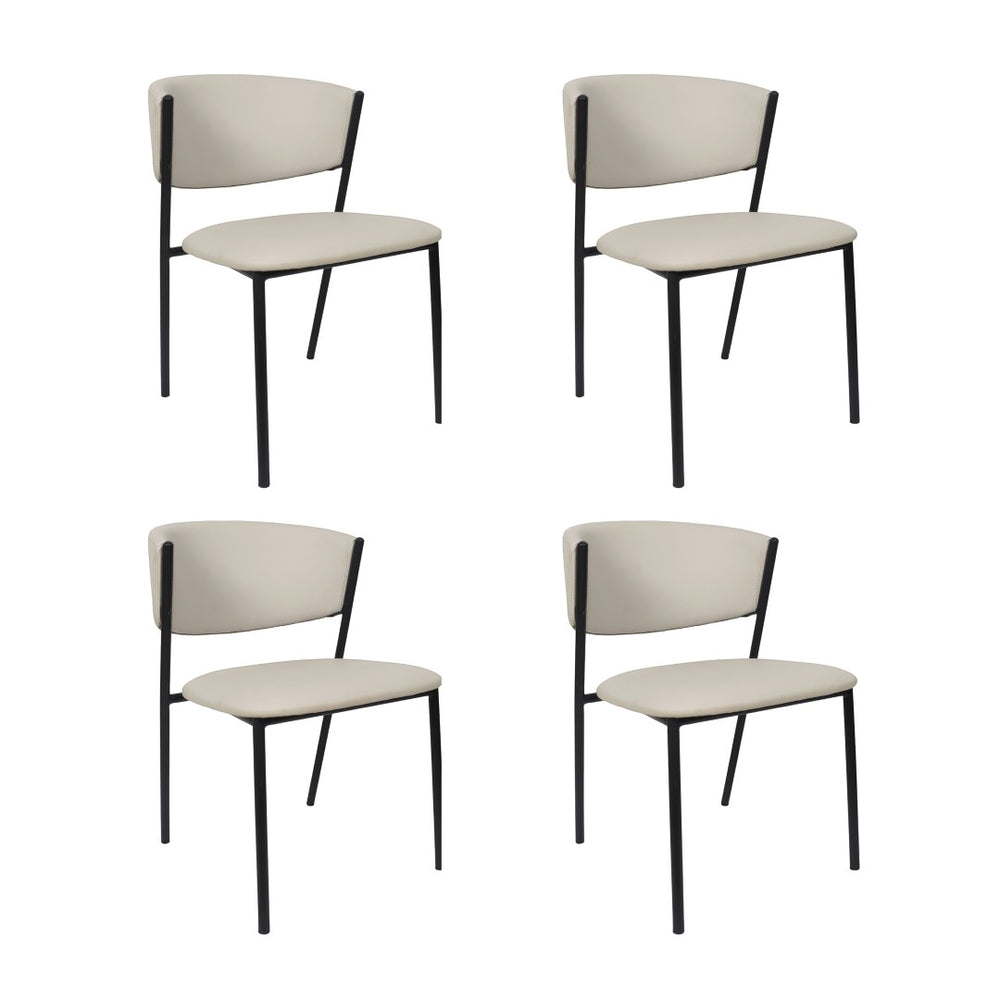 English Elm Side Dining Chairs Set of 4 Vegan Leather Curved Back Metal Frame Modern Stone Gray B365P504274