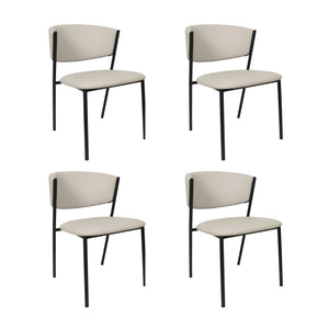 English Elm Side Dining Chairs Set of 4 Vegan Leather Curved Back Metal Frame Modern Stone Gray B365P504274