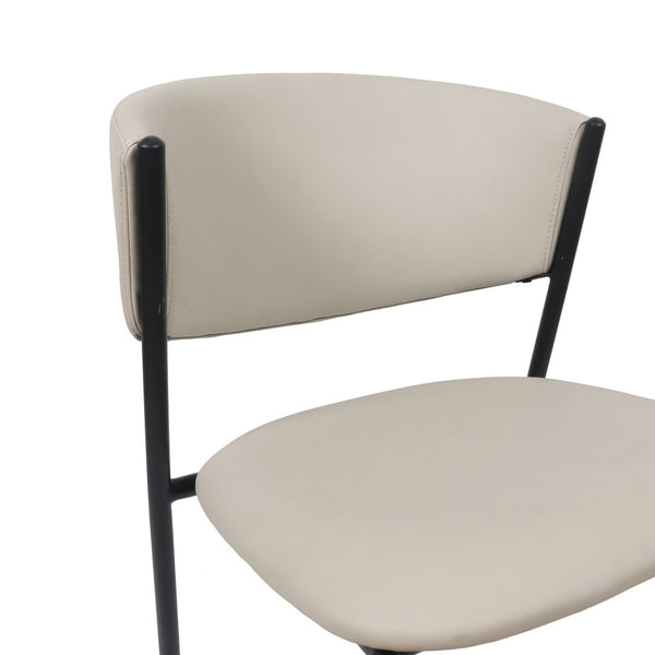 English Elm Side Dining Chairs Set of 4 Vegan Leather Curved Back Metal Frame Modern Stone Gray B365P504274