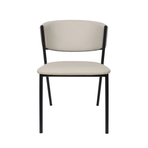 English Elm Side Dining Chairs Set of 4 Vegan Leather Curved Back Metal Frame Modern Stone Gray B365P504274