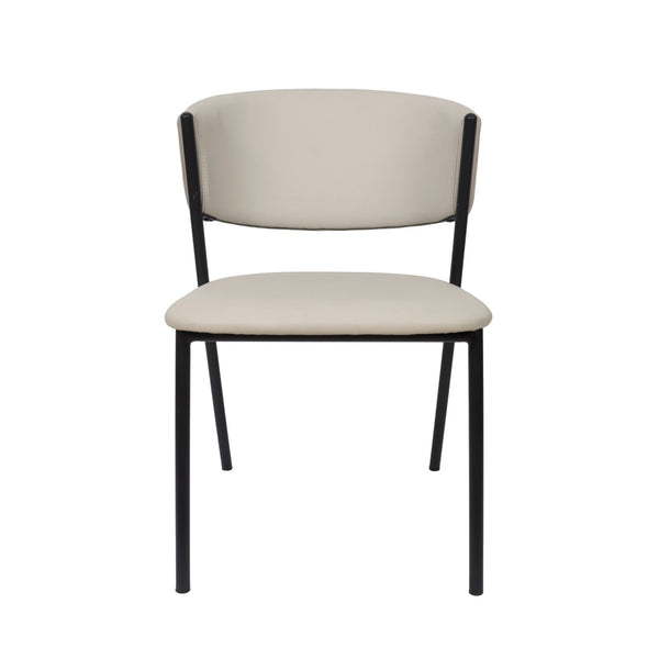English Elm Side Dining Chairs Set of 4 Vegan Leather Curved Back Metal Frame Modern Stone Gray B365P504274