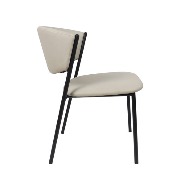 English Elm Side Dining Chairs Set of 4 Vegan Leather Curved Back Metal Frame Modern Stone Gray B365P504274