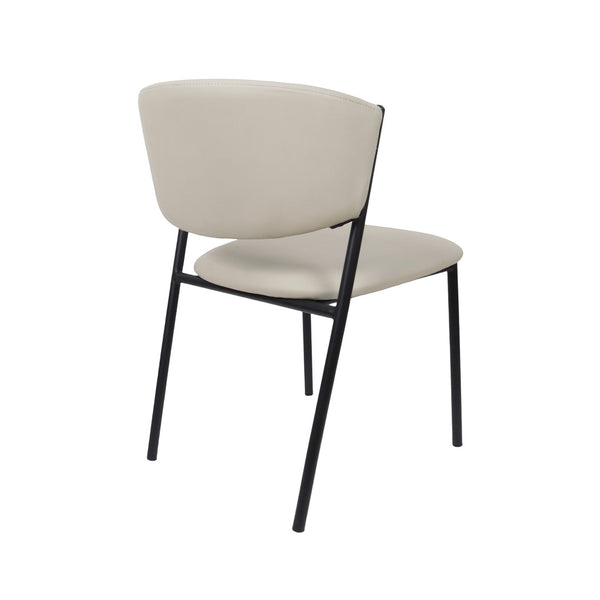 English Elm Side Dining Chairs Set of 4 Vegan Leather Curved Back Metal Frame Modern Stone Gray B365P504274