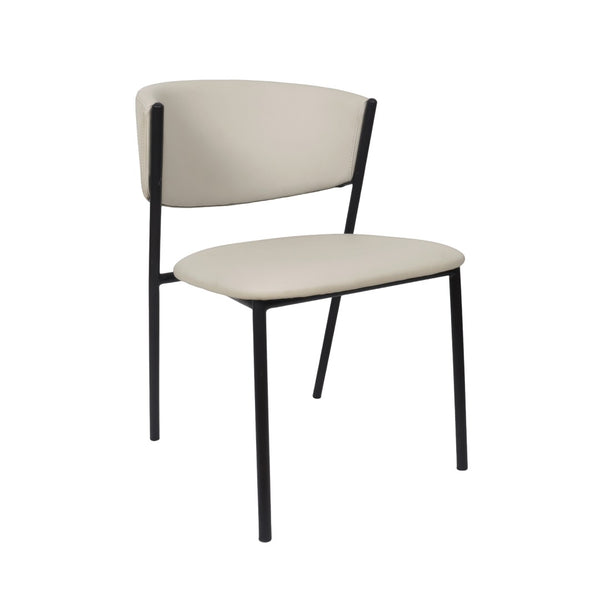 English Elm Side Dining Chairs Set of 4 Vegan Leather Curved Back Metal Frame Modern Stone Gray B365P504274