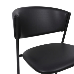 English Elm Side Dining Chairs Set of 4 Vegan Leather Curved Back Metal Frame Modern Black B365P504275
