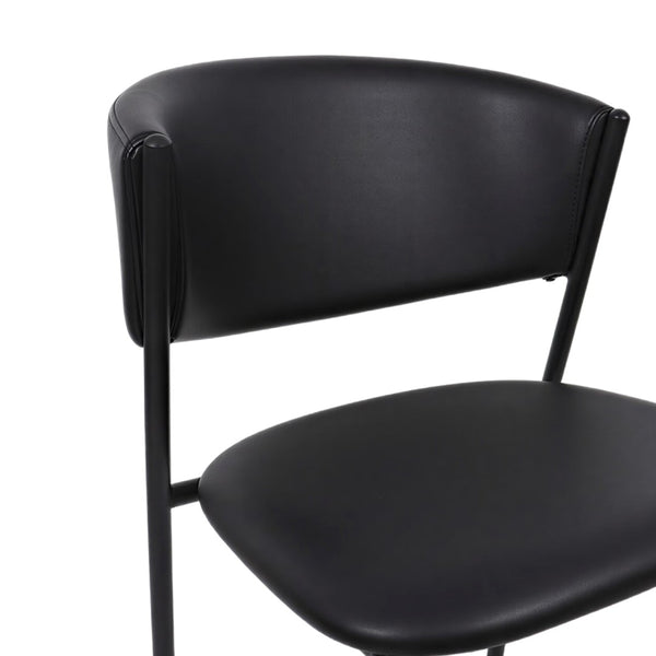 English Elm Side Dining Chairs Set of 4 Vegan Leather Curved Back Metal Frame Modern Black B365P504275
