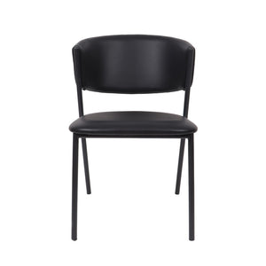 English Elm Side Dining Chairs Set of 4 Vegan Leather Curved Back Metal Frame Modern Black B365P504275