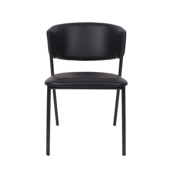 English Elm Side Dining Chairs Set of 4 Vegan Leather Curved Back Metal Frame Modern Black B365P504275