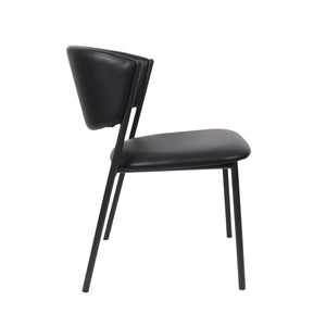English Elm Side Dining Chairs Set of 4 Vegan Leather Curved Back Metal Frame Modern Black B365P504275