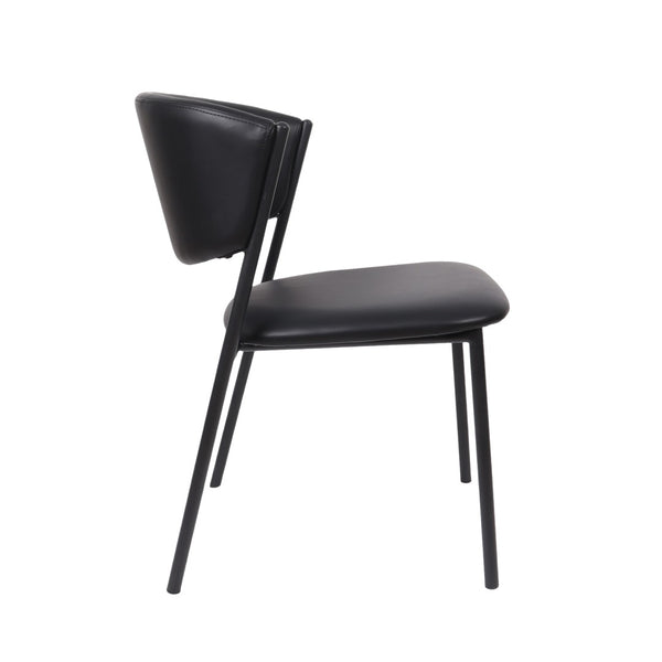 English Elm Side Dining Chairs Set of 4 Vegan Leather Curved Back Metal Frame Modern Black B365P504275