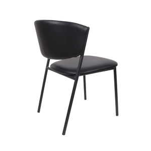 English Elm Side Dining Chairs Set of 4 Vegan Leather Curved Back Metal Frame Modern Black B365P504275