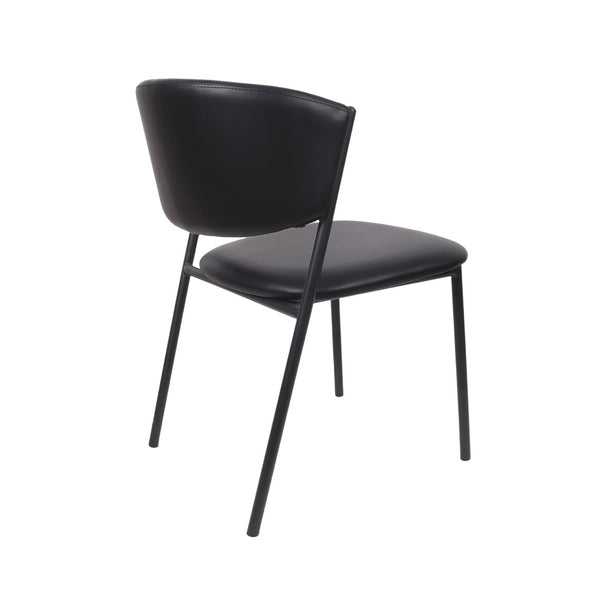 English Elm Side Dining Chairs Set of 4 Vegan Leather Curved Back Metal Frame Modern Black B365P504275