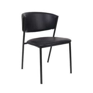 English Elm Side Dining Chairs Set of 4 Vegan Leather Curved Back Metal Frame Modern Black B365P504275