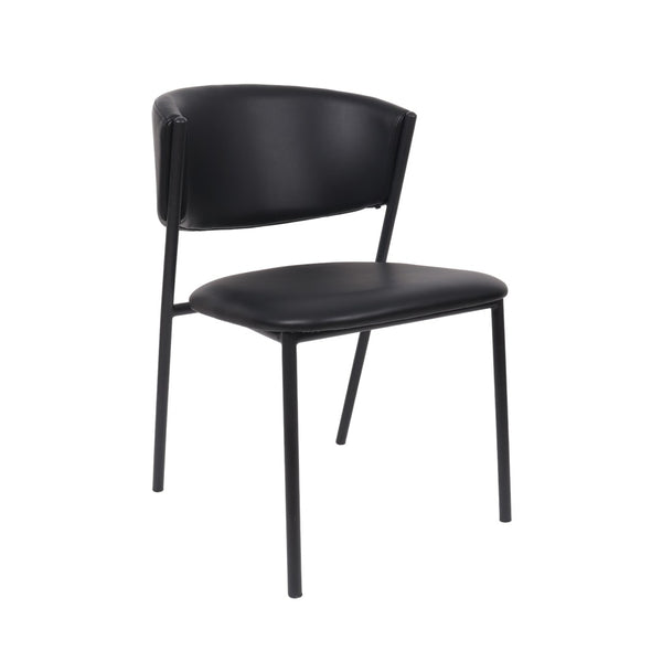 English Elm Side Dining Chairs Set of 4 Vegan Leather Curved Back Metal Frame Modern Black B365P504275