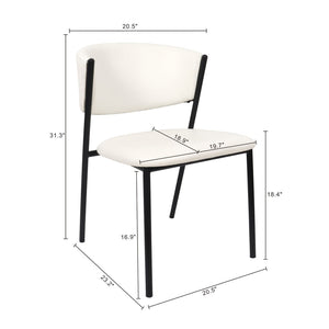 English Elm Side Dining Chairs Set of 4 Vegan Leather Curved Back Metal Frame Modern Ivory B365P504276