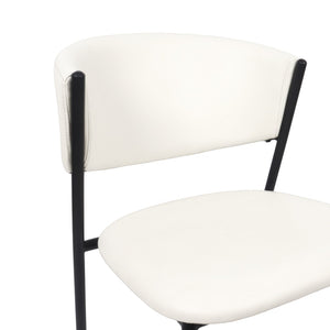 English Elm Side Dining Chairs Set of 4 Vegan Leather Curved Back Metal Frame Modern Ivory B365P504276