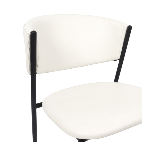 English Elm Side Dining Chairs Set of 4 Vegan Leather Curved Back Metal Frame Modern Ivory B365P504276