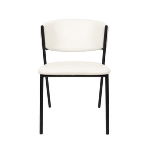 English Elm Side Dining Chairs Set of 4 Vegan Leather Curved Back Metal Frame Modern Ivory B365P504276