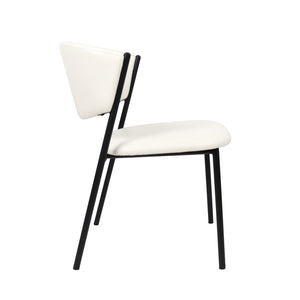 English Elm Side Dining Chairs Set of 4 Vegan Leather Curved Back Metal Frame Modern Ivory B365P504276