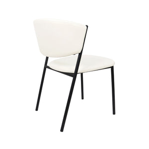 English Elm Side Dining Chairs Set of 4 Vegan Leather Curved Back Metal Frame Modern Ivory B365P504276