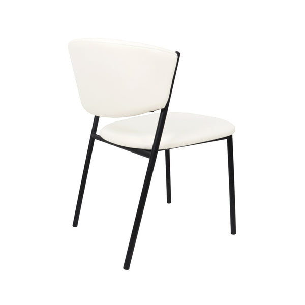 English Elm Side Dining Chairs Set of 4 Vegan Leather Curved Back Metal Frame Modern Ivory B365P504276