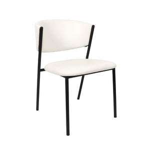 English Elm Side Dining Chairs Set of 4 Vegan Leather Curved Back Metal Frame Modern Ivory B365P504276