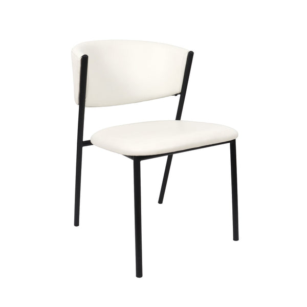 English Elm Side Dining Chairs Set of 4 Vegan Leather Curved Back Metal Frame Modern Ivory B365P504276