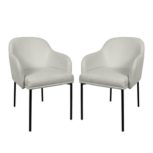 English Elm Armchair Set of 2 Vegan Leather Mid-century Accent Chairs with Tapered Metal Legs Stone Gray B365P504280