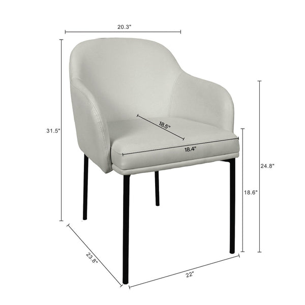 English Elm Armchair Set of 2 Vegan Leather Mid-century Accent Chairs with Tapered Metal Legs Stone Gray B365P504280