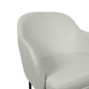 English Elm Armchair Set of 2 Vegan Leather Mid-century Accent Chairs with Tapered Metal Legs Stone Gray B365P504280