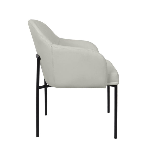 English Elm Armchair Set of 2 Vegan Leather Mid-century Accent Chairs with Tapered Metal Legs Stone Gray B365P504280